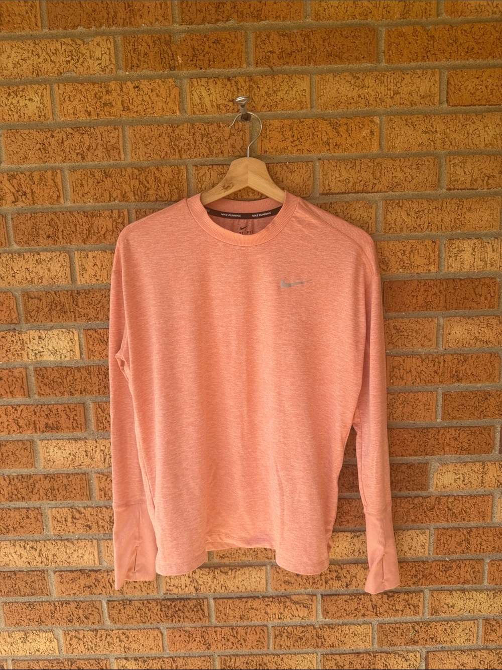 Nike Running Men's Dri Fit Base Layer Crewneck Orange Medium Wicking